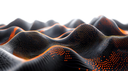 Poster - Abstract digital background with glowing lines and dots forming a network, dark blue backdrop with orange highlights