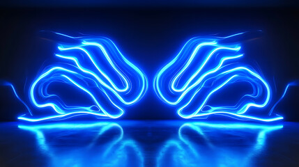 Poster - Abstract blue neon speed light effect