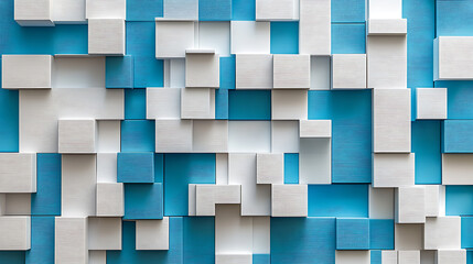 Leinwandbilder - Abstract blue white geometric square pattern boxes overlapping background