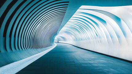 Poster - Abstract blue white lines forming tunnel speed and movement
