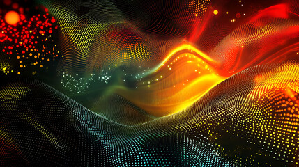 Aufkleber - Abstract digital background with glowing lines and dots forming a network, black backdrop with green highlights