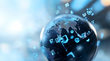 Global network connection, digital technology, worldwide communication, internet, data, information, futuristic concept.