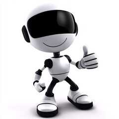 Poster - Isolated image of a friendly robot giving a thumbs up against a white background