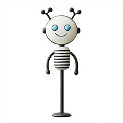 Poster - cute 3d cartoon robot with a transparent backdrop