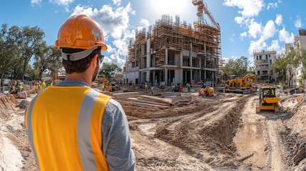 Poster - Construction site demonstration showcasing camera technology in action during daylight hours