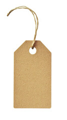 Poster - Rectangular brown cardboard price tag hanging from a string, isolated on a transparent background