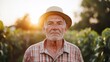 © ColorfulFlowerStudio - Mature Farmer at Sunset in a Glowing Vineyard, Mature Caucasian man at sunset concept.