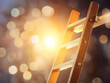 © Dibani - Wooden ladder leading towards bright, bokeh light; concept of success, growth, and opportunity.