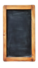 Poster - Old blank blackboard with wooden frame isolated on transparent background, ideal for educational or announcement concepts