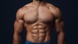 © K-MookPan - Athletic Male Displaying Defined Biceps and Abs, Dynamic portrayal of Asian bodybuilder concept.