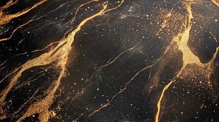 Poster - Abstract Black and Gold Marble Texture Background with Sparkle Effects