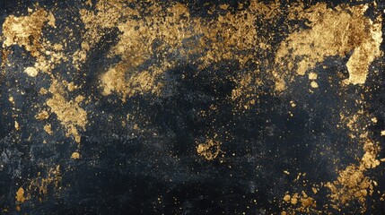 Poster - Black Background with Gold Foil Texture for Elegant Designs