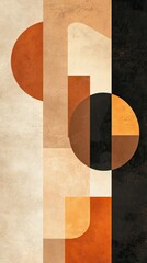 Poster - Abstract Geometric Art with Earthy Tones and Shapes