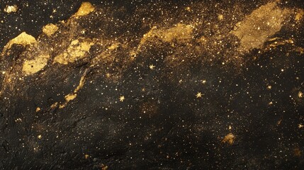 Poster - Stunning Abstract Galaxy with Golden Accents on Black Background