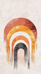 Poster - Abstract Earthy Tones Rainbow Arch Design