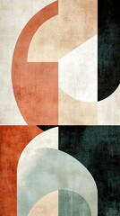 Poster - Abstract Geometric Composition in Earthy Tones