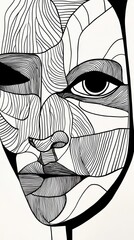 Poster - Abstract Line Drawing of a Womans Face