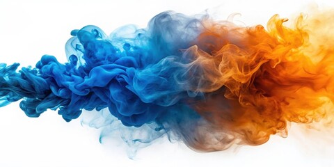 Wall Mural - Blue and orange smoke cloud with an abstract and vibrant artistic design, smoke, cloud, blue, orange, abstract, vibrant