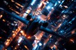 © underground - Futuristic jet flying over a vibrant, illuminated cityscape.