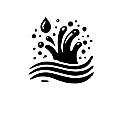 Poster - Splash of Water: Abstract black and white illustration of water splashing. Perfect for eco-friendly designs, presentations, or websites.