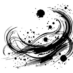 Poster - Dynamic Ink Splashes: Abstract art of black ink swirls and splatters creating a dynamic and energetic composition. Perfect for design projects needing a modern, edgy feel. 
