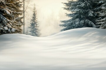 Wall Mural - A snowy hill with trees in the background