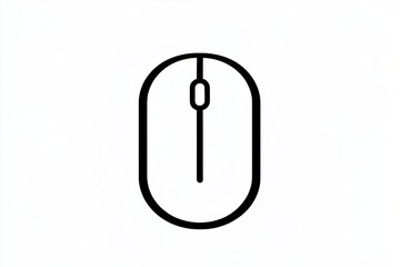 Fototapete - Minimalist black line drawing of a computer mouse on white background