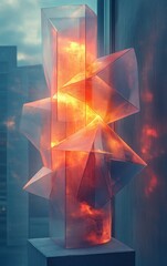 Poster - Transparent Geometric Shapes Minimalist Composition with Gradient Background and Soft Lighting