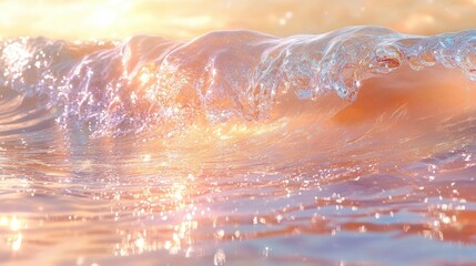 Poster - Serene Abstract Landscape Water Waves Iridescent Reflection Minimalist Design
