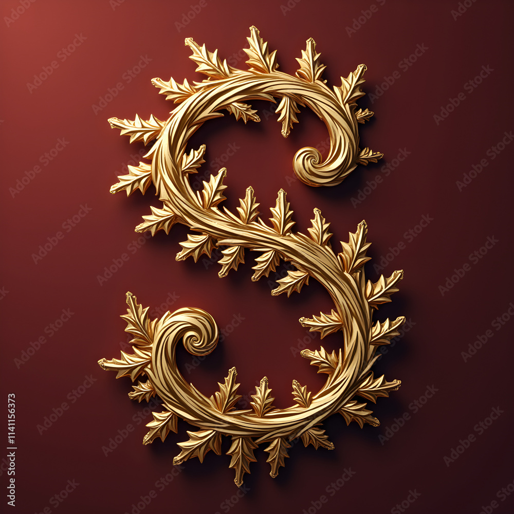 Golden Ornate Letter S Stock Illustration | Adobe Stock