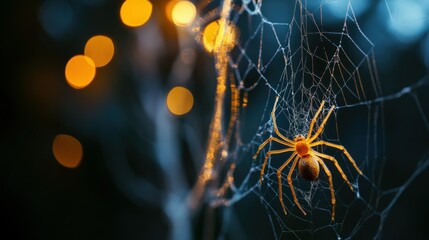 Intricate golden spider web