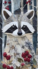 Sticker - A Raccoon Portrait in a Winter Forest Setting