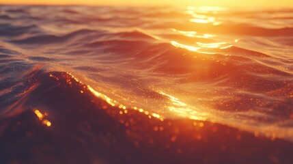 Poster - Glimmering Ocean Waves Under Dramatic Sunset Light Reflections