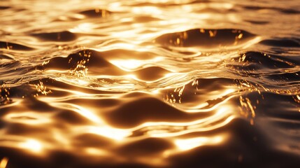 Poster - Golden Reflections on Calm Water Surface at Sunset or Sunrise