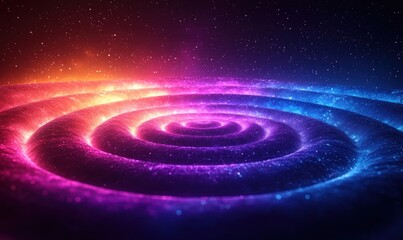 Poster - Futuristic Abstract Design with Concentric Circles in Blue and Purple Lighting