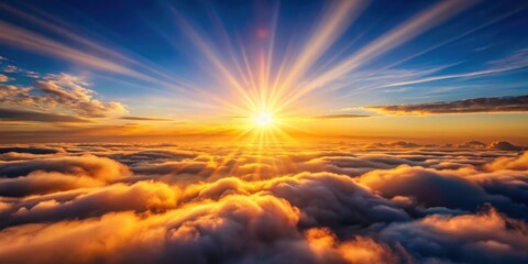 Wall Mural - of sunset sun rays shining above the clouds, sunset, sun rays,above, clouds, sky, beautiful, nature, sunlight, landscape, scenic