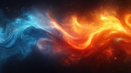 Poster - Abstract Fire and Ice Swirling Background with Vibrant Patterns