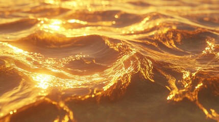 Poster - Glimmering Ocean Waves Under Shimmering Golden Sunlight Reflections