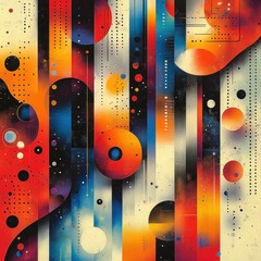 Poster - Dynamic Abstract Pattern with Rays and Dots in Pop Art Style Colorful Background