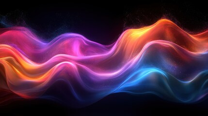 Poster - Iridescent Abstract Background with Flowing Curves and Soft Light in Modern Digital Art