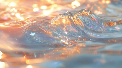 Poster - Abstract Landscape Design Soft Fluid Waves Clear Water Iridescent Light Reflection