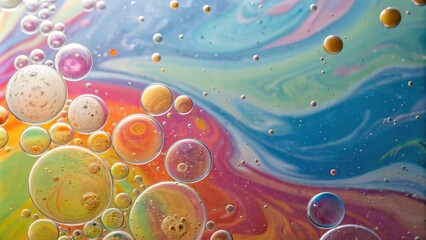 Wall Mural - Abstract background with colorful bubbles and swirling liquid, abstract, background, colorful, bubbles, swirling, liquid, vibrant