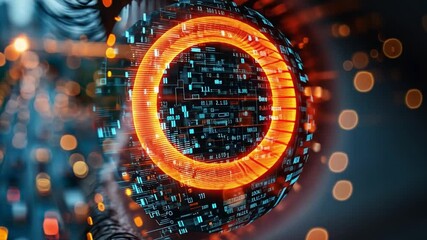 Poster - Vibrant abstract digital art featuring glowing interfaces and futuristic data patterns