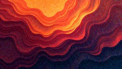 Poster - This artwork features wavy lines and bold colors capturing the warmth of a sunset. The gradual blend of reds, oranges, and yellows creates a dynamic and inviting atmosphere.
