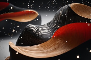 Poster - Abstract Flowing Curves in Dynamic Composition with Warm Orange and Black Tones Capturing Motion and Depth in an Artistic, Textured Environment