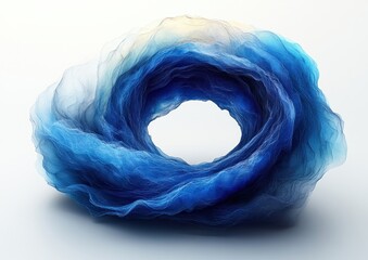 Poster - Fluid Abstract Circular Design in Blue and Black on White Background Modern Minimalism