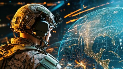 Leinwandbilder - Massive cyberattack simulation on digital grid standards analyzing vulnerabilities in modern infrastructure from a military perspective