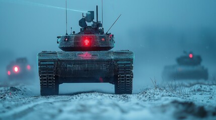 Aufkleber - Futuristic tank assault urban battlefield digital art high-tech environment aerial viewpoint laser weaponry concept for seo impact