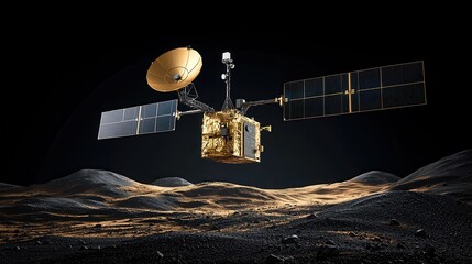 Leinwandbilder - Satellite emitting signals for electronic standards in orbit space environment technology perspective signal transmission concept