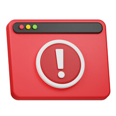 Poster - website warning 3d icon isolated on the transparent background